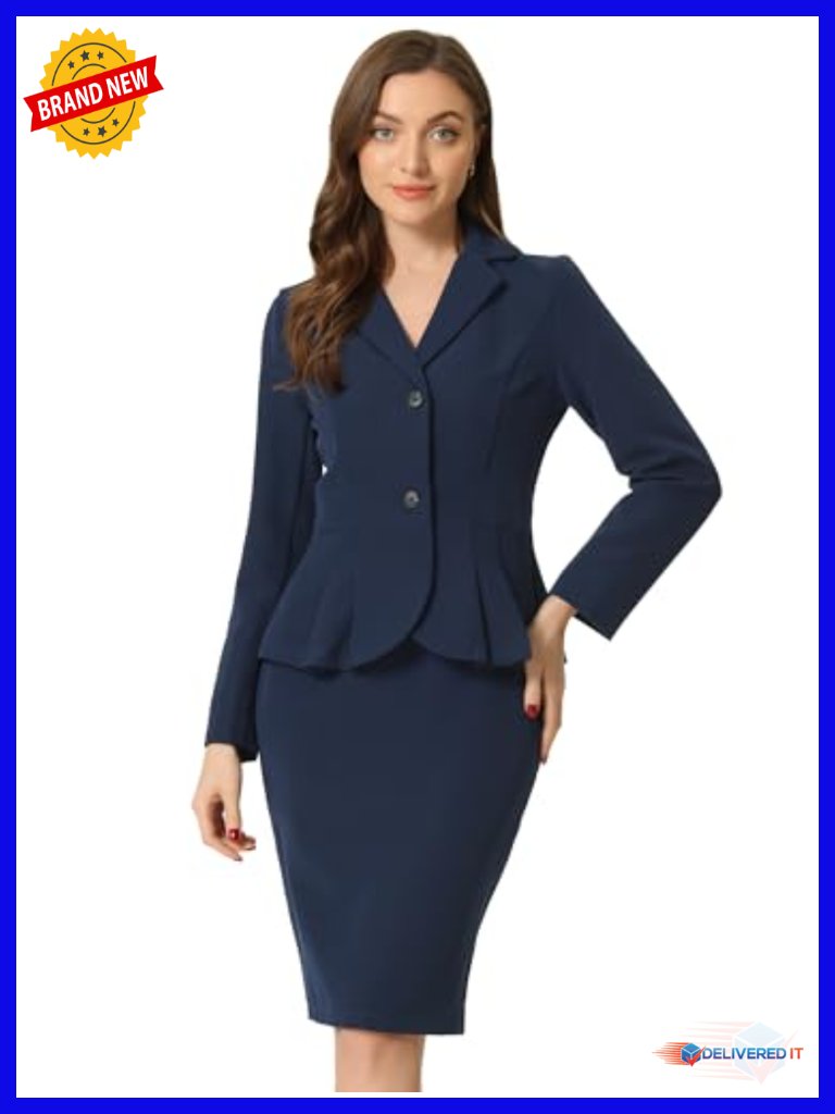 2 Piece Suit Skirt Set Blazer Pencil Skirt Formal Office Business Outfits